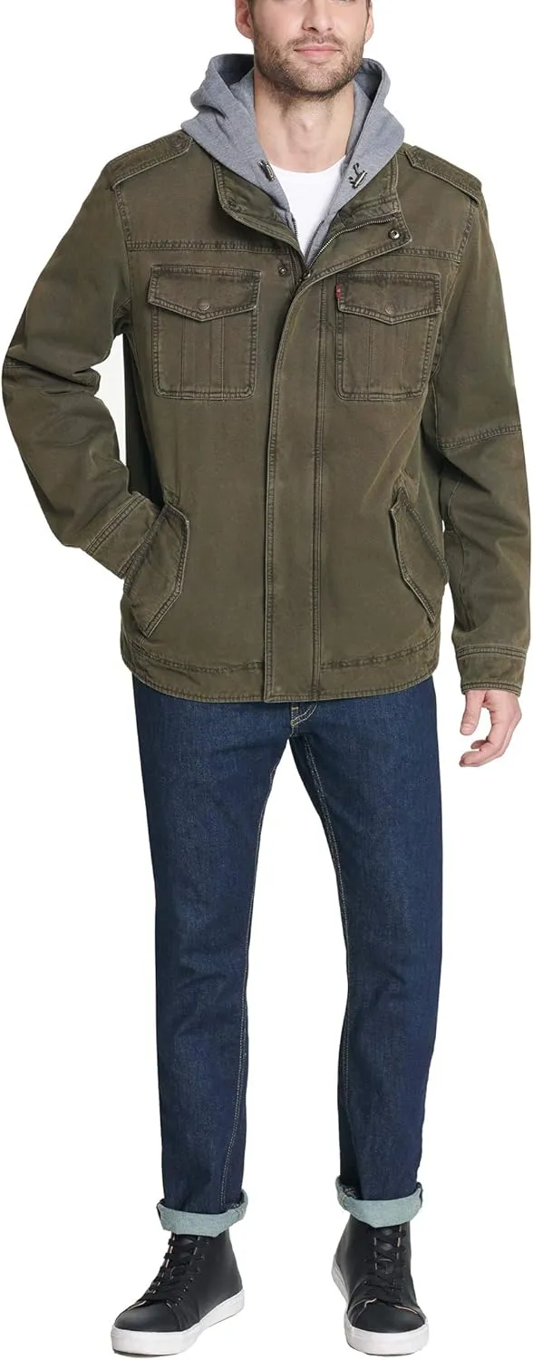 Levi's Men's Cotton Hooded Military Jacket All sizes available
