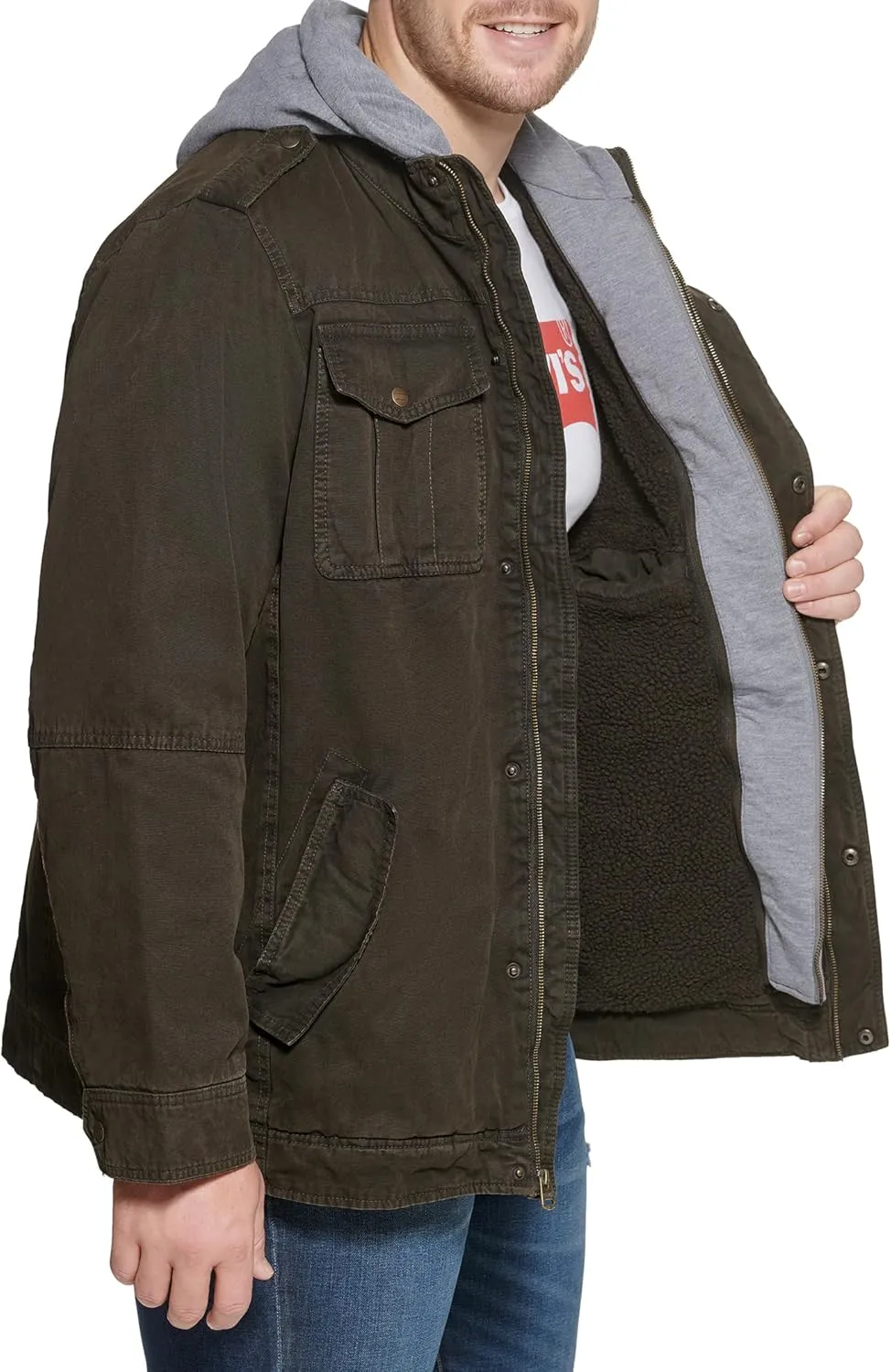 Levi's Men's Cotton Hooded Military Jacket All sizes available