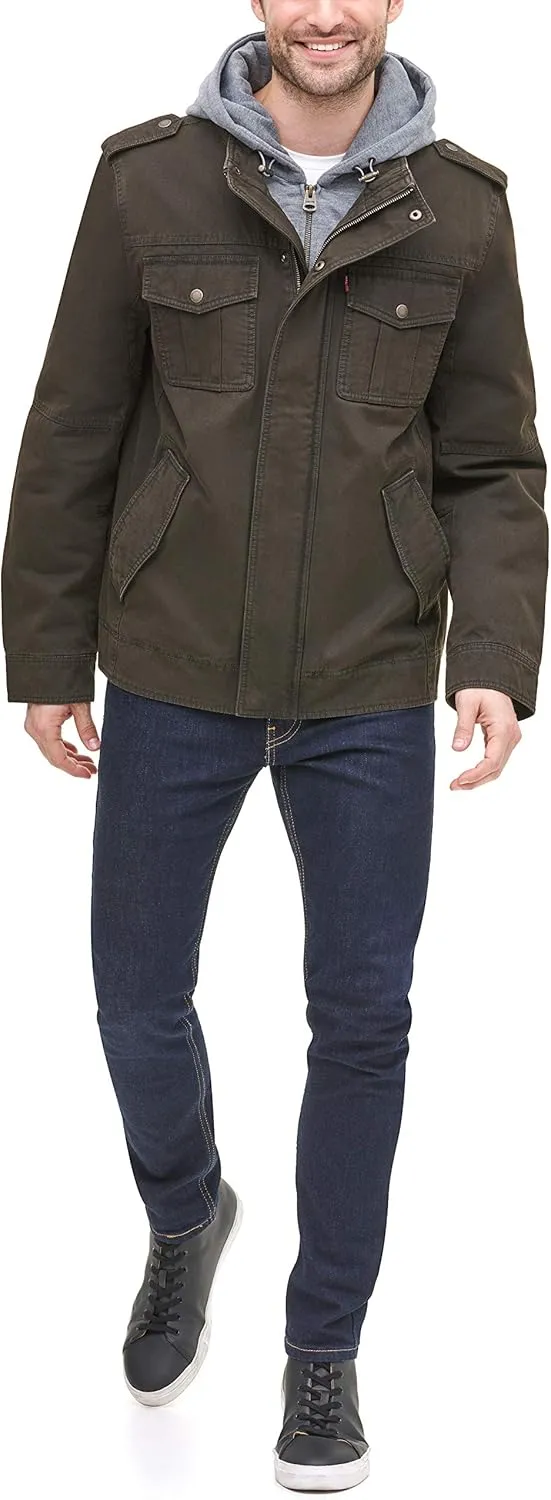 Levi's Men's Cotton Hooded Military Jacket All sizes available