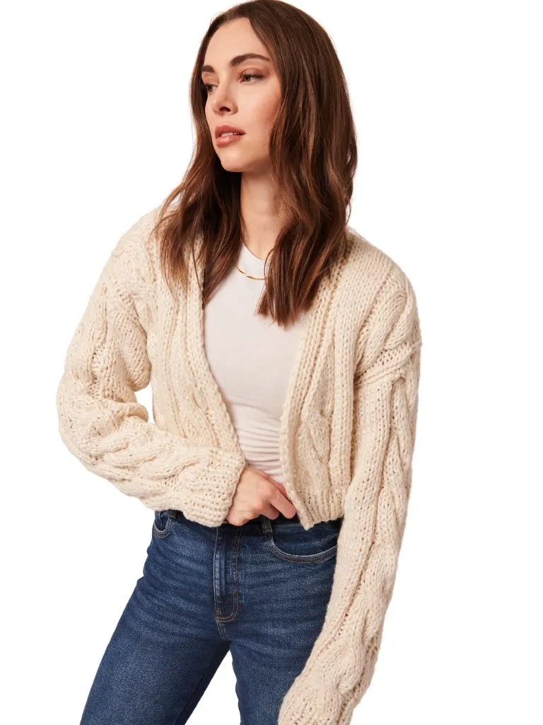 Line Londyn Crop Cableknit Cardigan- Cloud Burst