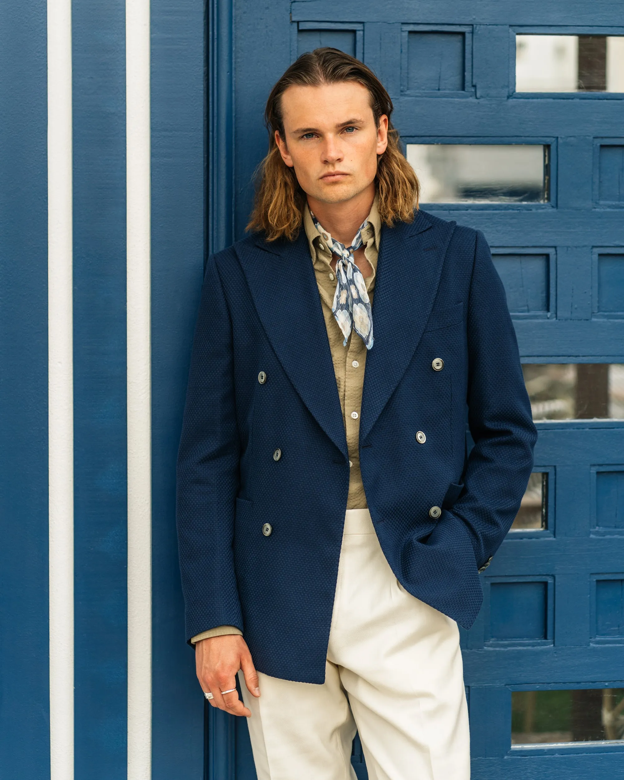 Malone Blue Double Breasted Jacket
