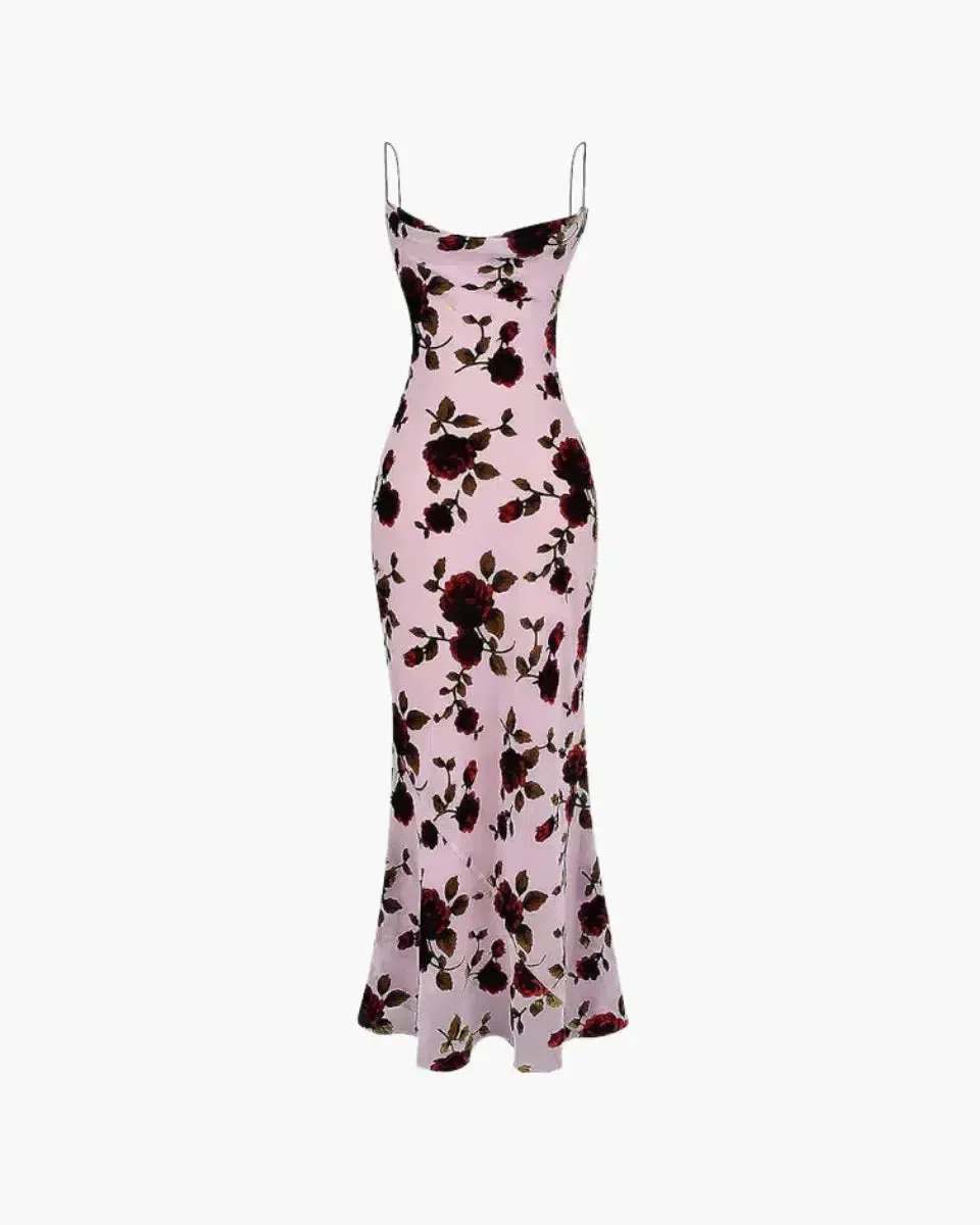 Margherita – Backless floral design – Sheath maxi dress