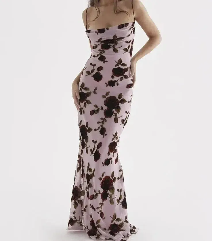 Margherita – Backless floral design – Sheath maxi dress