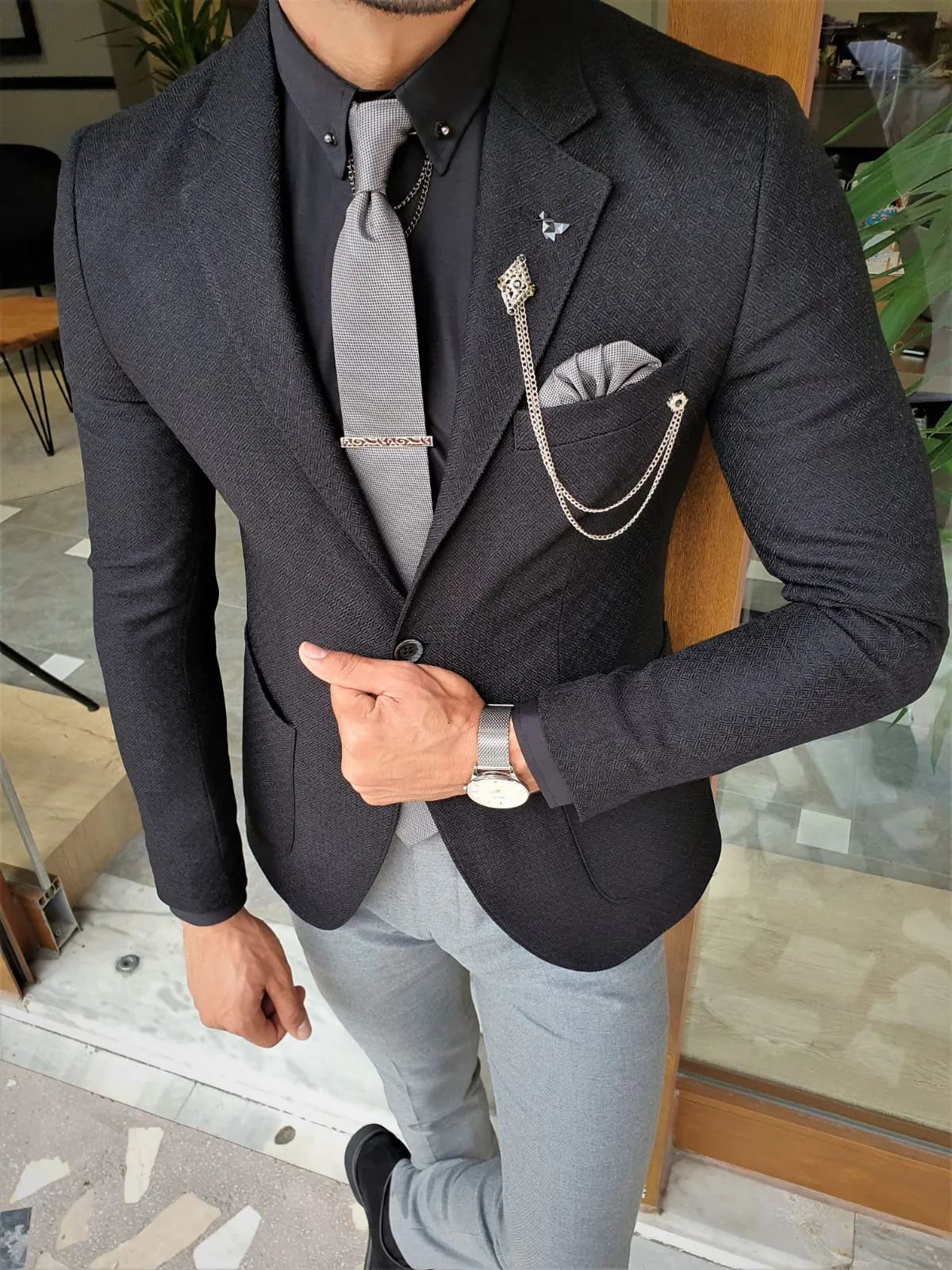 Mason Slim Fit Special Edition Black Blazer