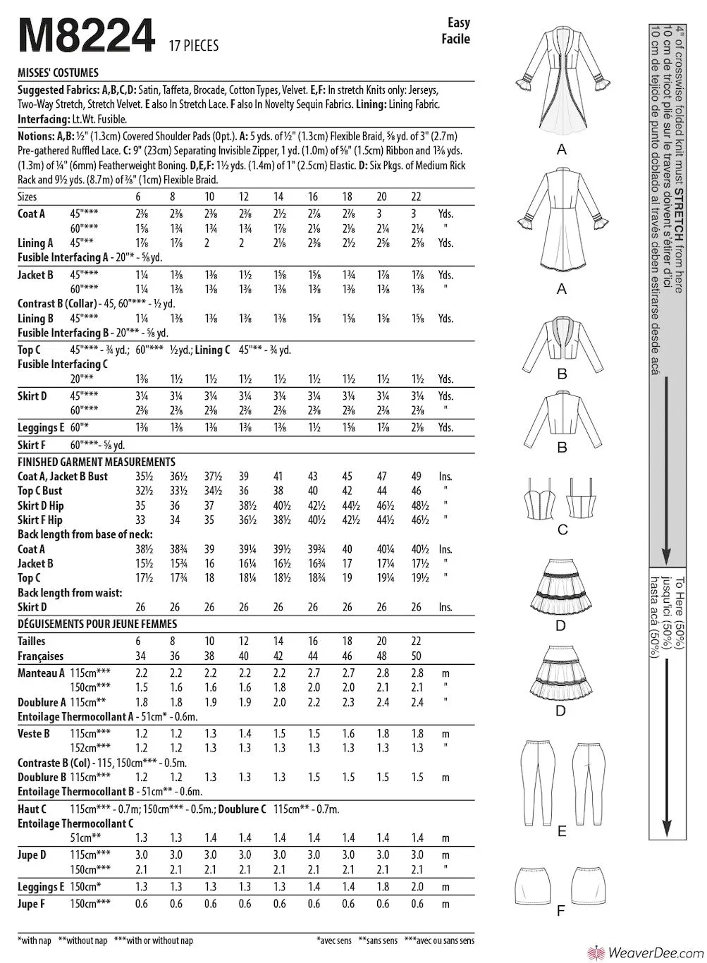 McCall's Pattern M8224 Misses' 1980s Pop Star Costumes