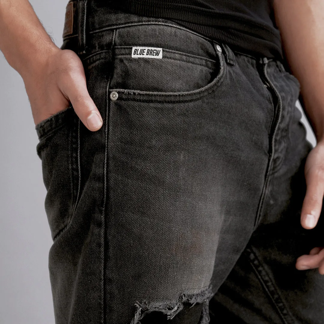 MEN’S BLACK RIPPED STRAIGHT FIT