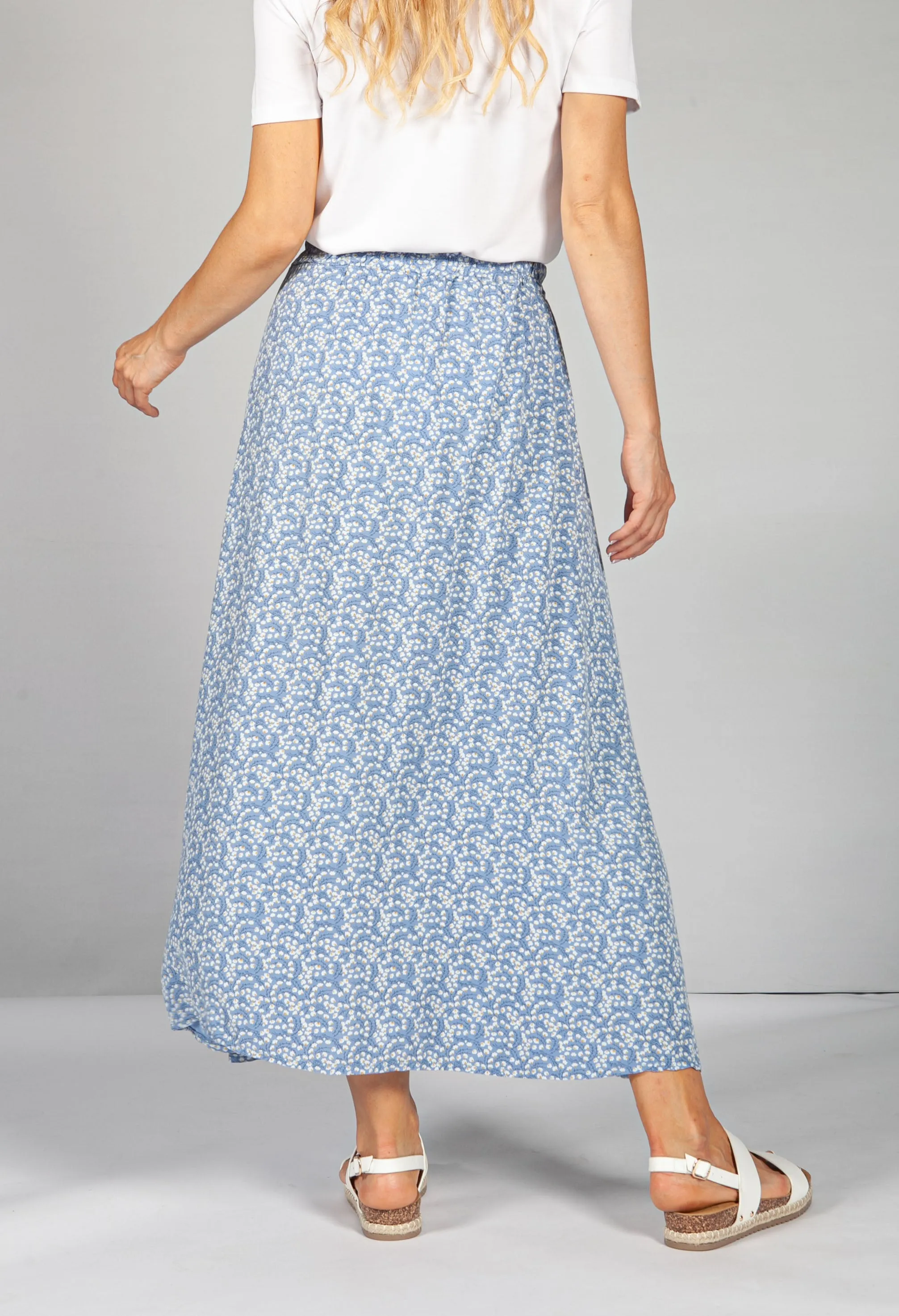 Mini Bloom Faux Button Down Skirt in Afternoon Sky Blue