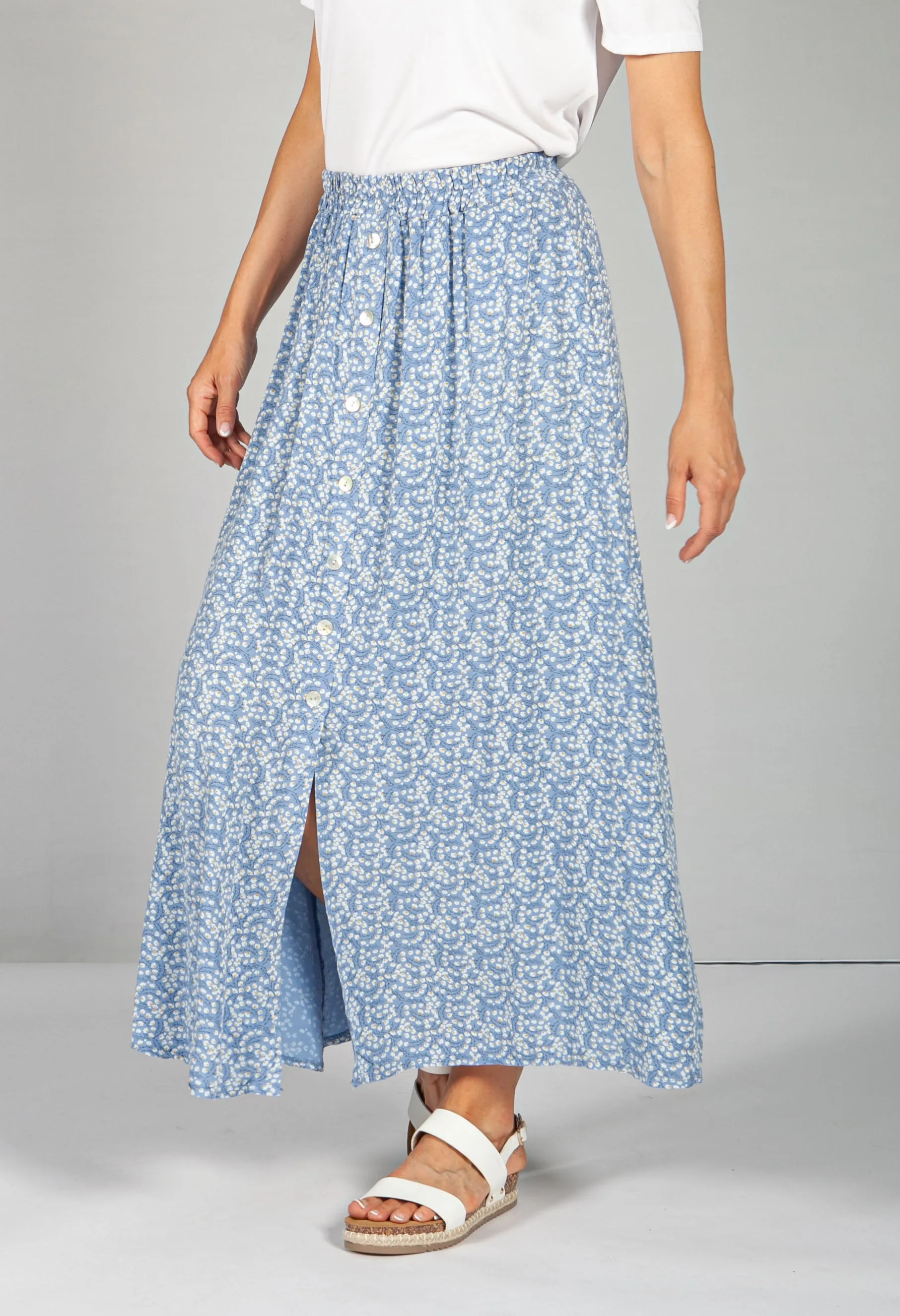 Mini Bloom Faux Button Down Skirt in Afternoon Sky Blue