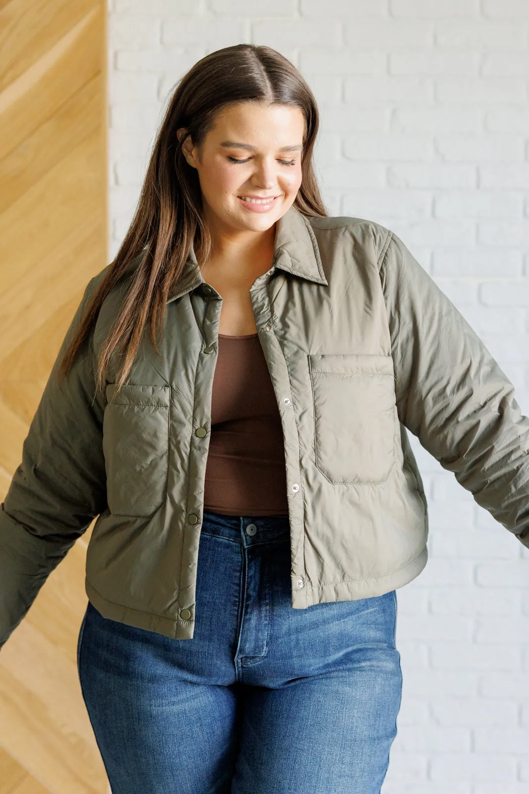 Mittoshop Hear Me Out Lightweight Puffer Jacket in Olive