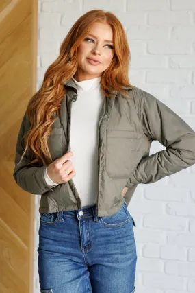 Mittoshop Hear Me Out Lightweight Puffer Jacket in Olive