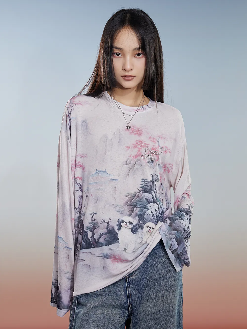 MUKZIN Printed Long-sleeved T-shirt