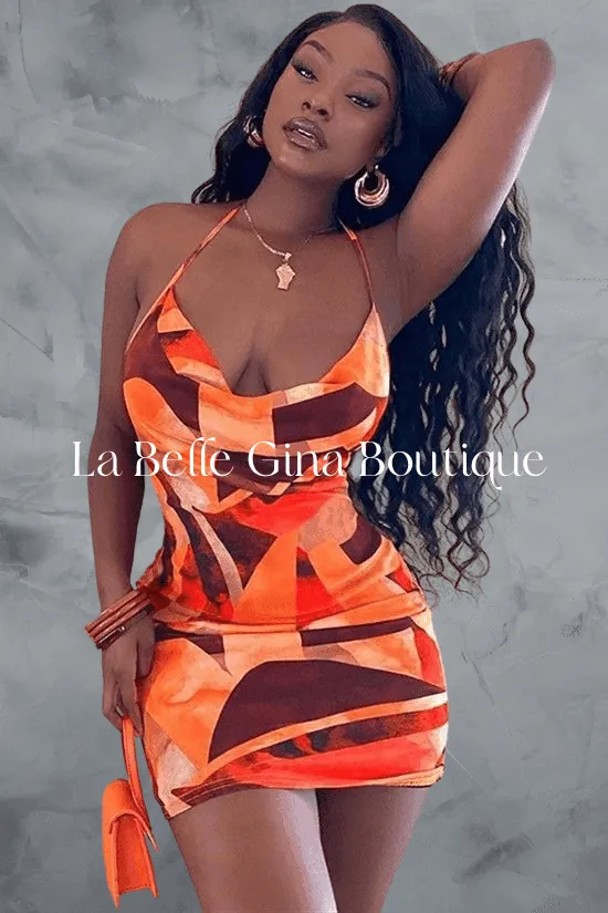 NIA halter open back mini dress.FINAL SALE