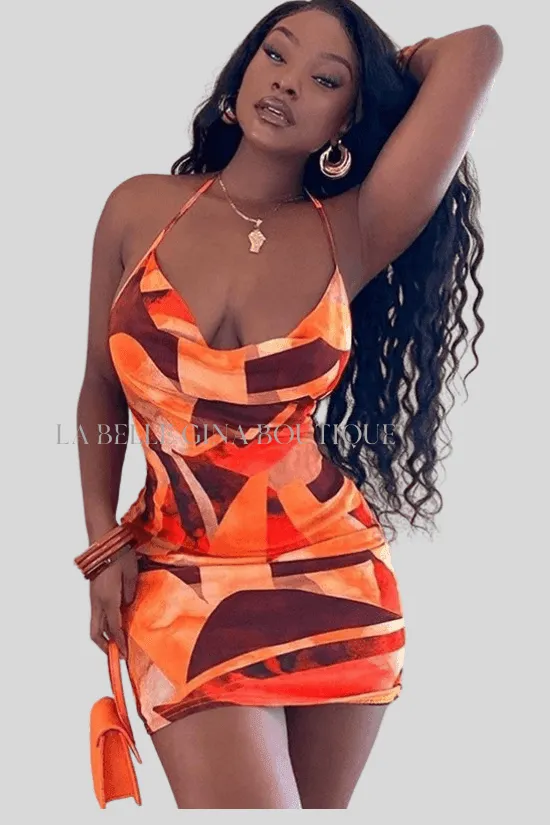 NIA halter open back mini dress.FINAL SALE