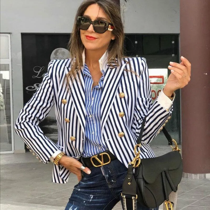 OL Striped Double Breasted Blazer
