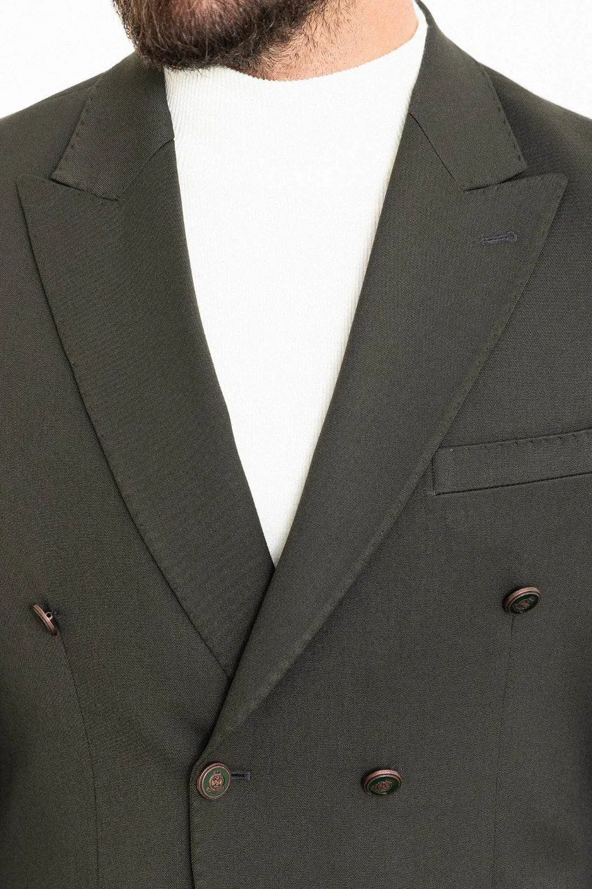 Oliver Slim Fit Double Breasted Charcoal Blazer