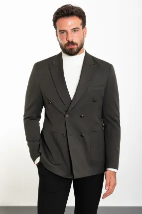 Oliver Slim Fit Double Breasted Charcoal Blazer