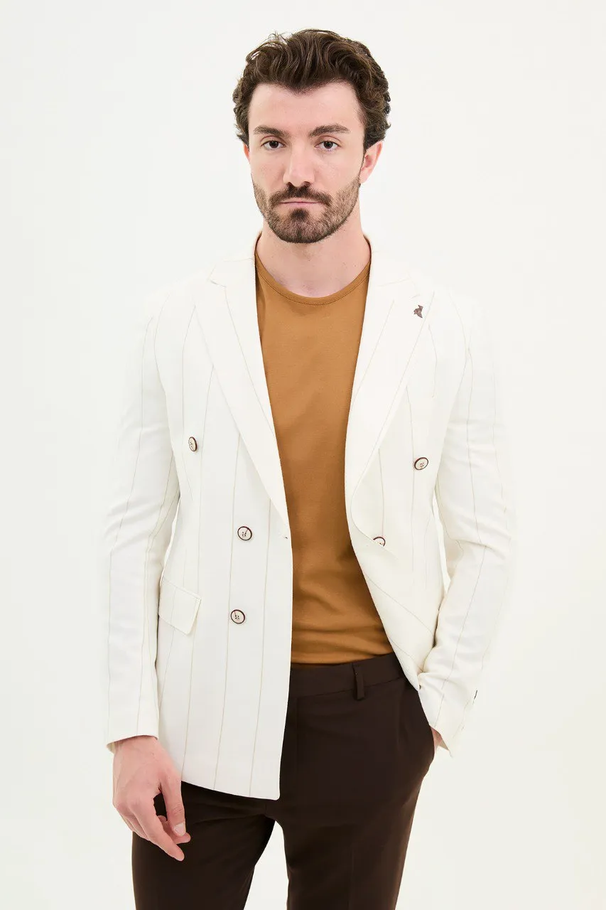 Oliver Slim Fit White Double Breasted Blazer