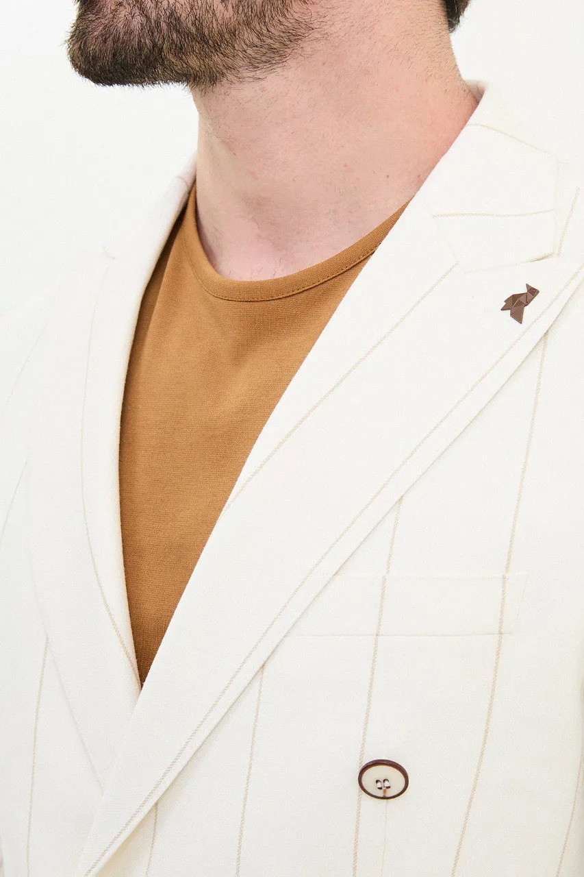 Oliver Slim Fit White Double Breasted Blazer