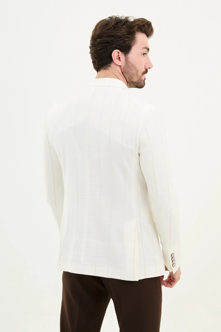 Oliver Slim Fit White Double Breasted Blazer