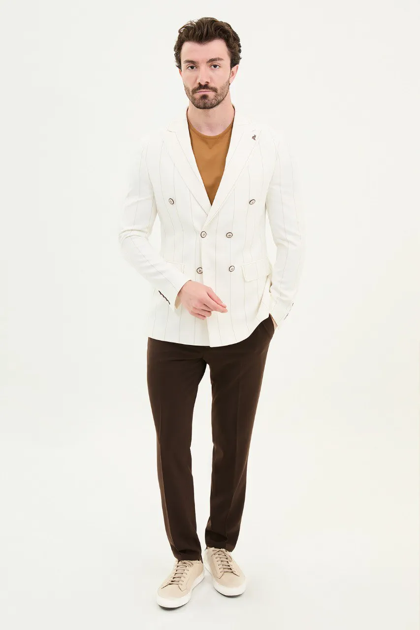 Oliver Slim Fit White Double Breasted Blazer