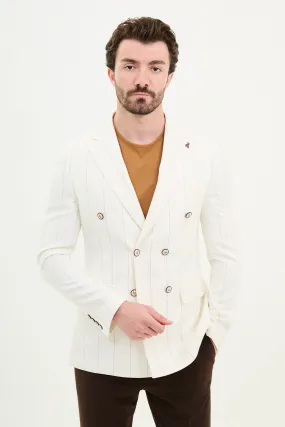Oliver Slim Fit White Double Breasted Blazer
