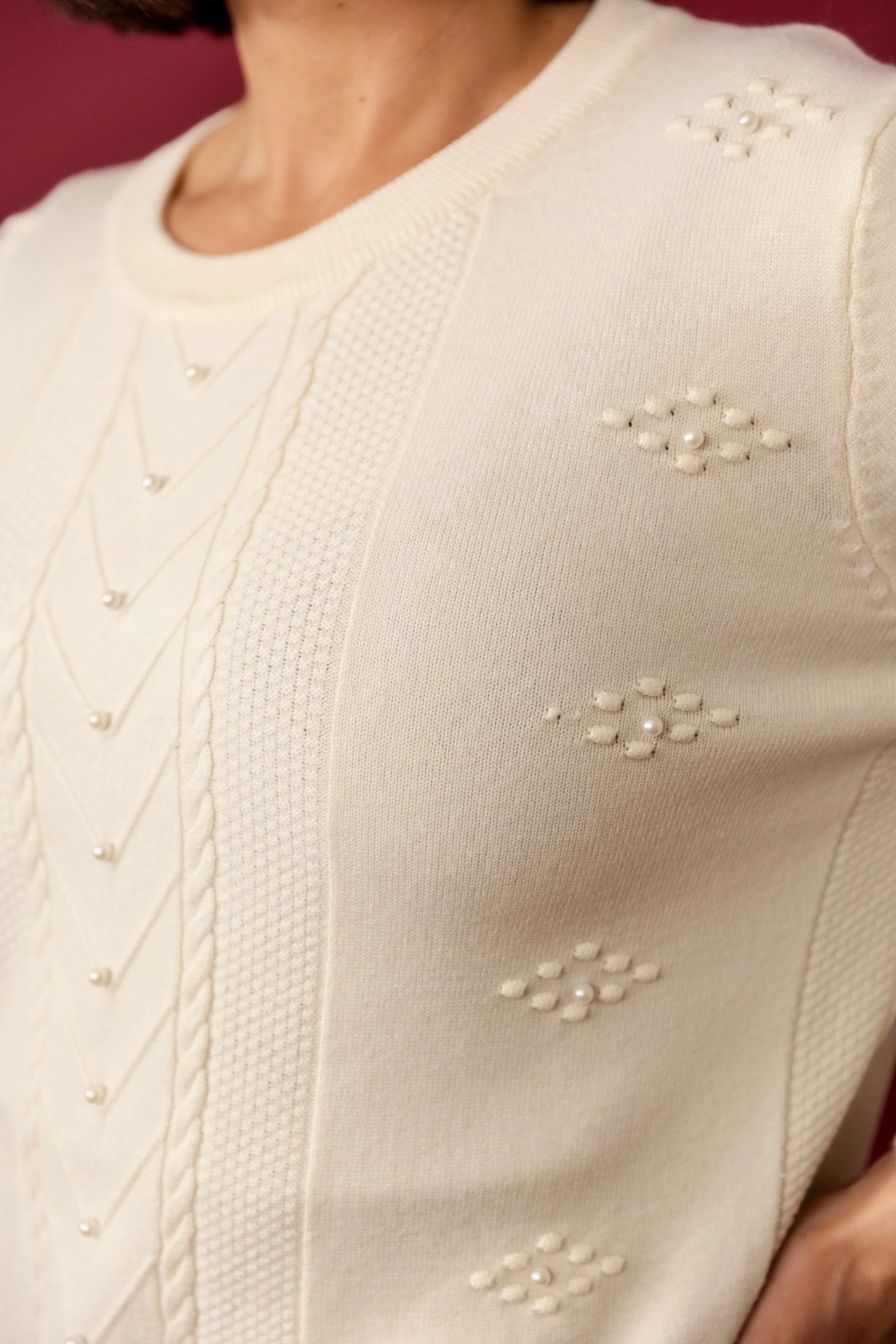 OMA Cream Wool Blend Crew Neck Jumper