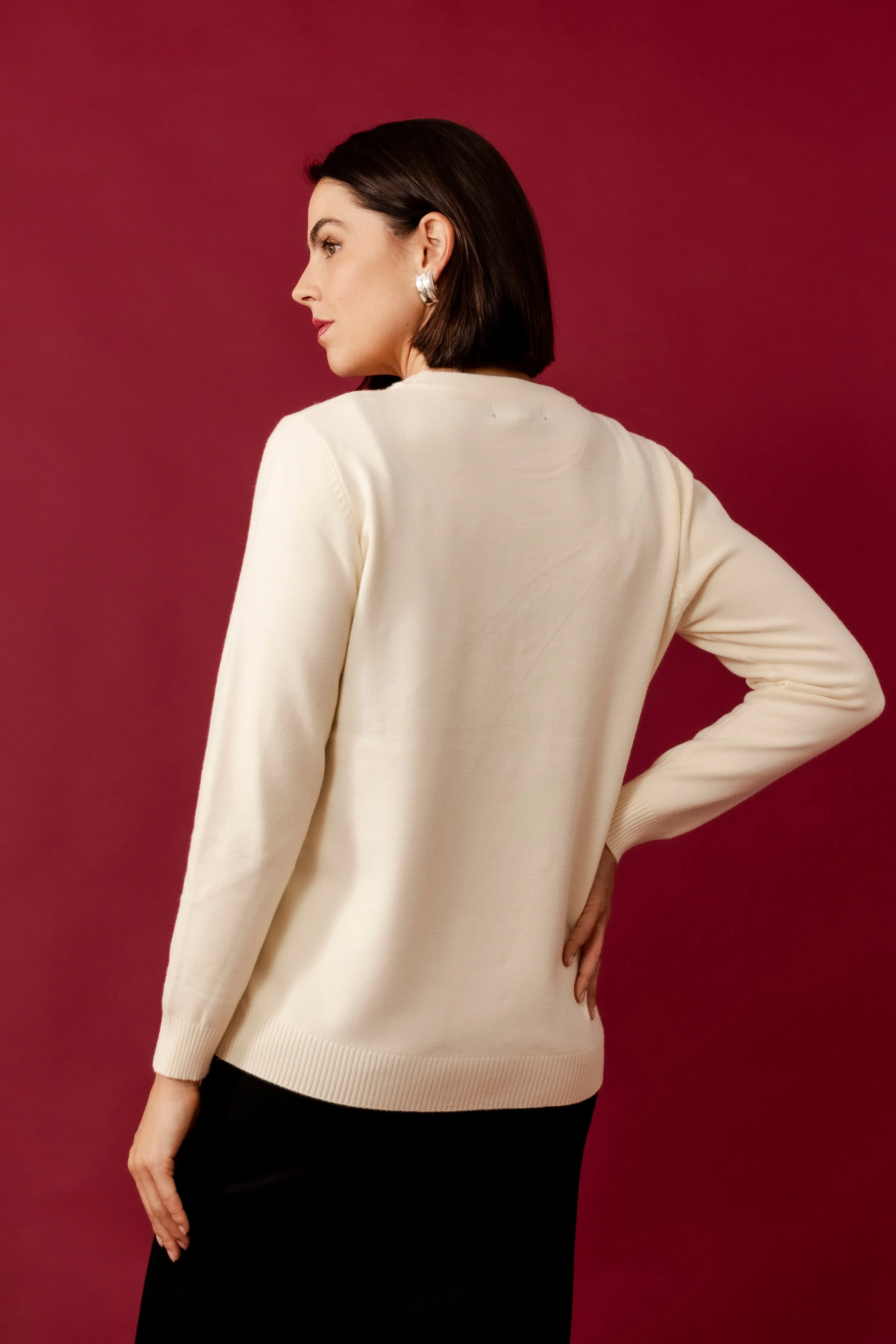 OMA Cream Wool Blend Crew Neck Jumper