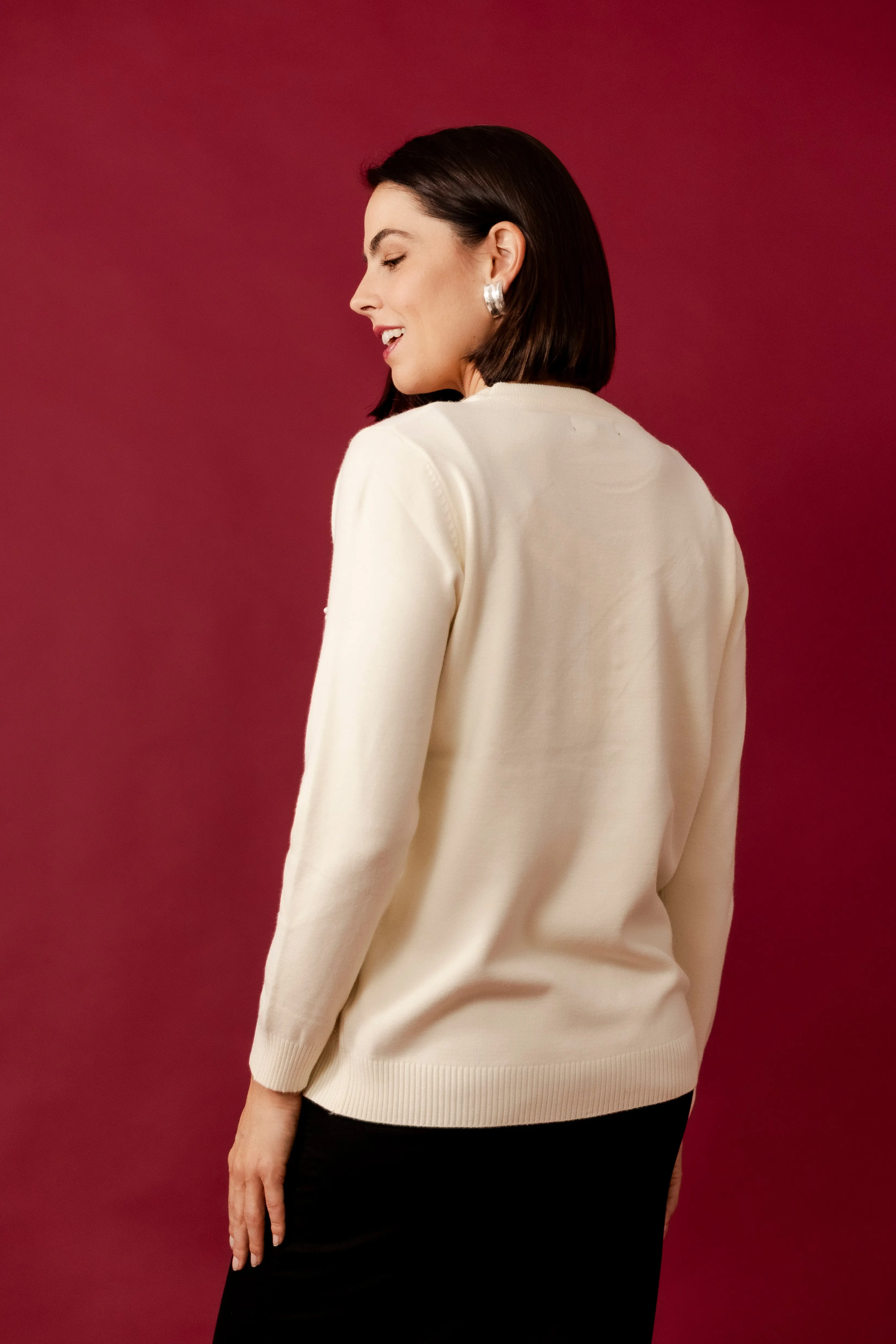 OMA Cream Wool Blend Crew Neck Jumper