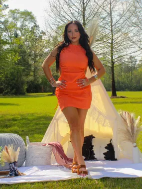 Orange Crush Side Cut Out Dress, Orange