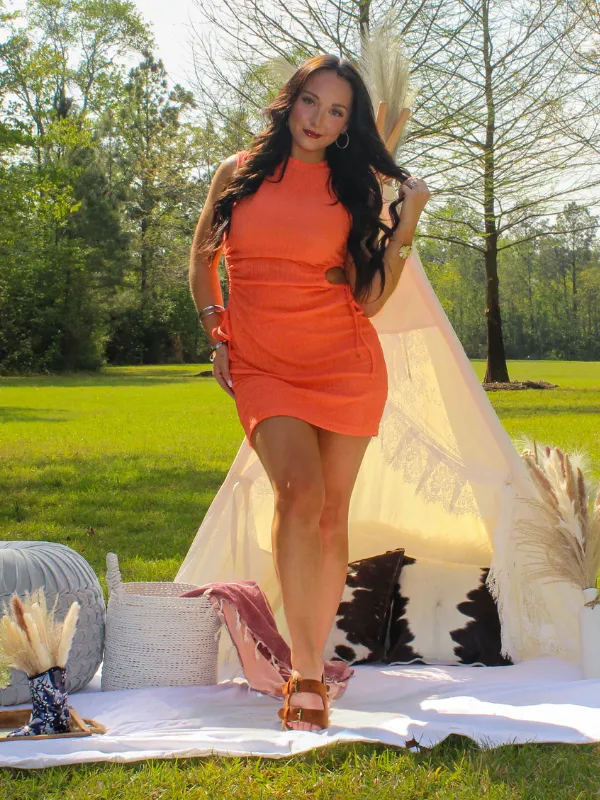 Orange Crush Side Cut Out Dress, Orange
