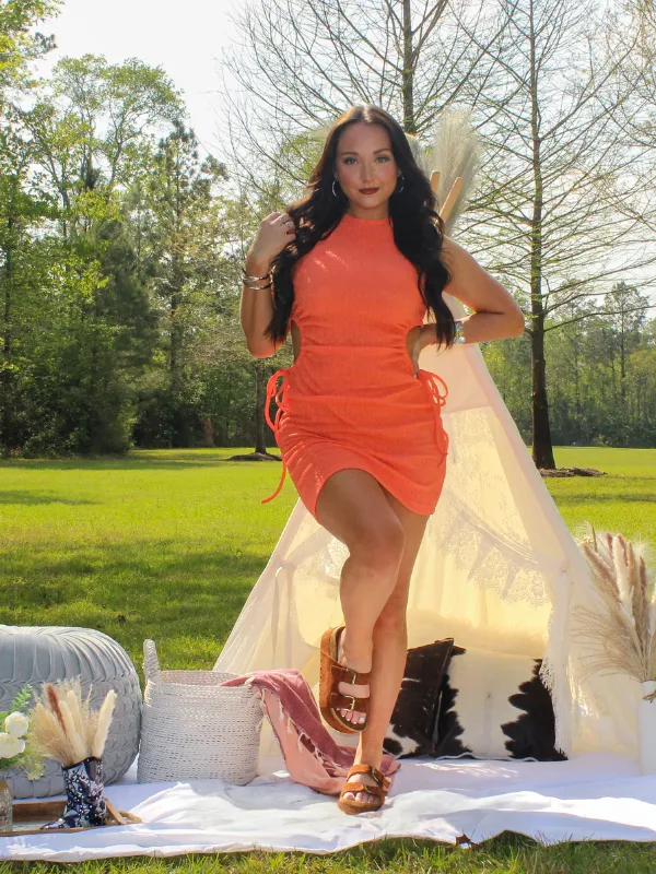 Orange Crush Side Cut Out Dress, Orange