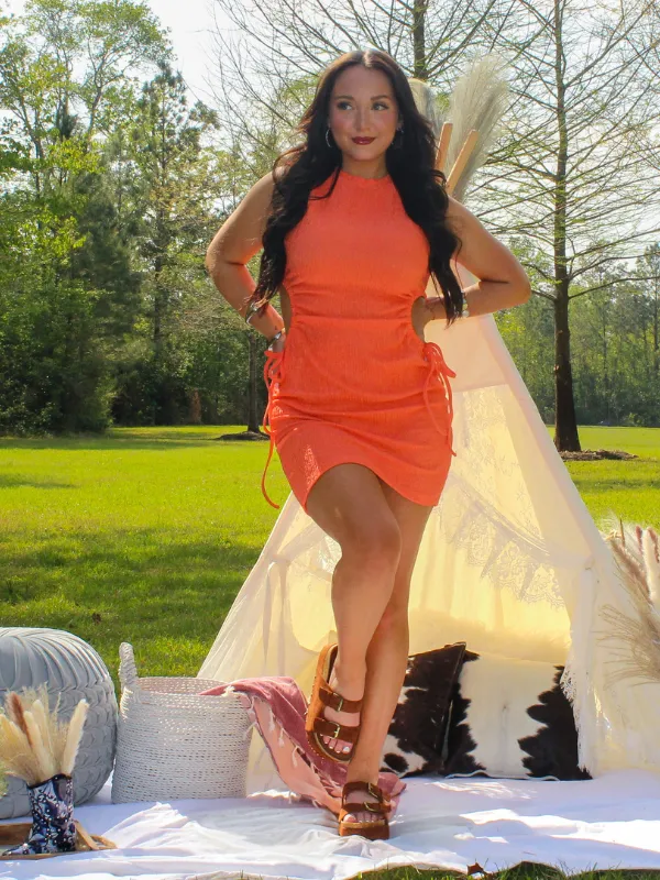 Orange Crush Side Cut Out Dress, Orange