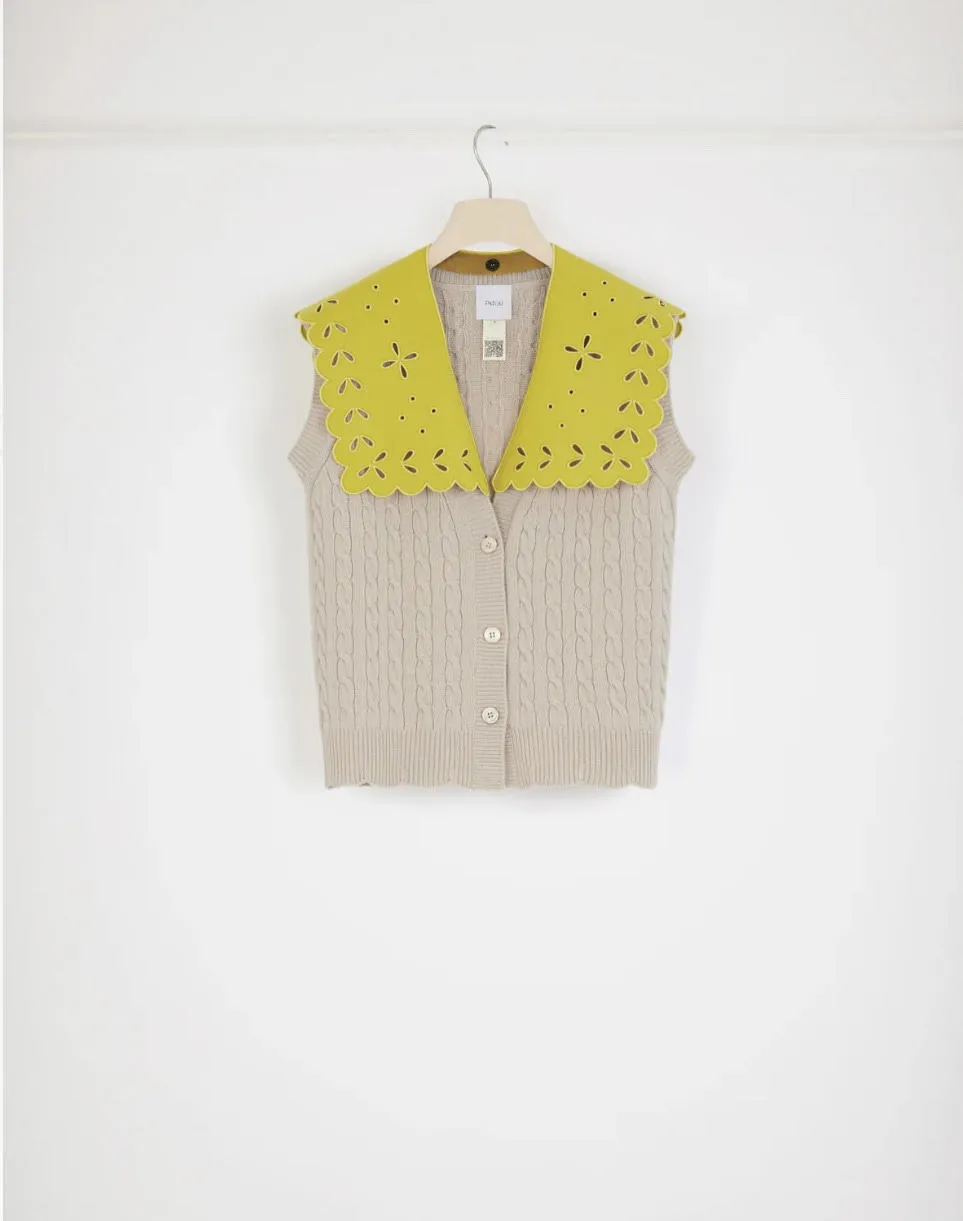 PATOU  Beige Merino Wool Cable Cardigan