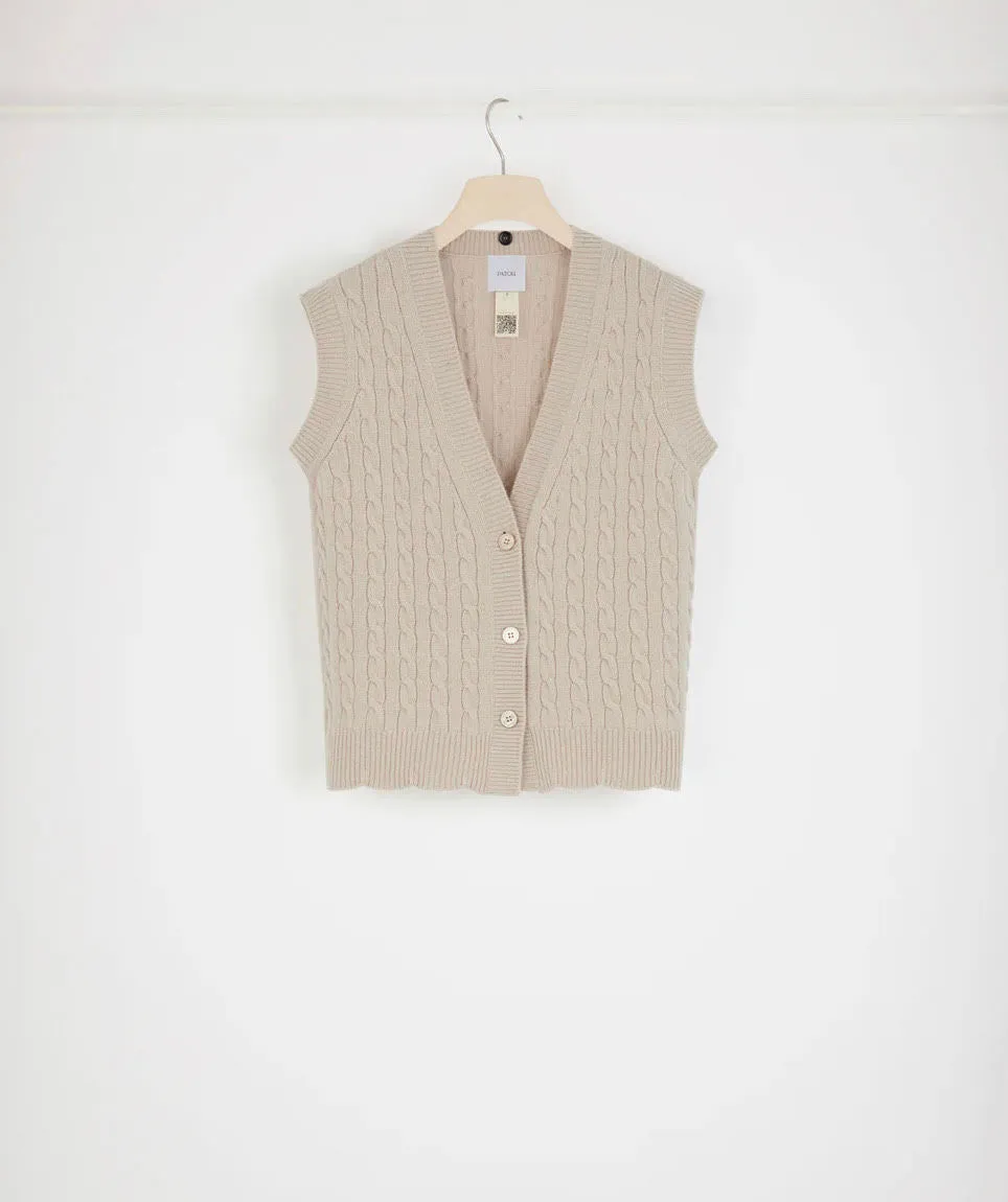 PATOU  Beige Merino Wool Cable Cardigan