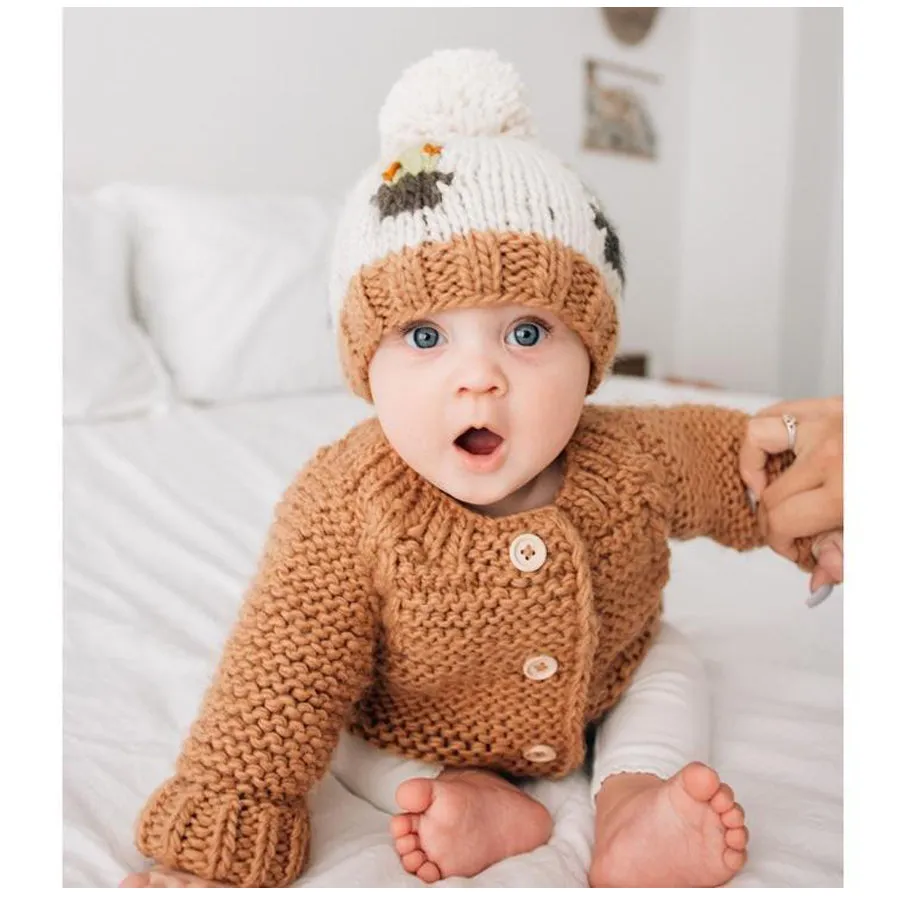 Pecan Garter Stitch Cardigan Sweater