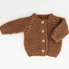 Pecan Garter Stitch Cardigan Sweater