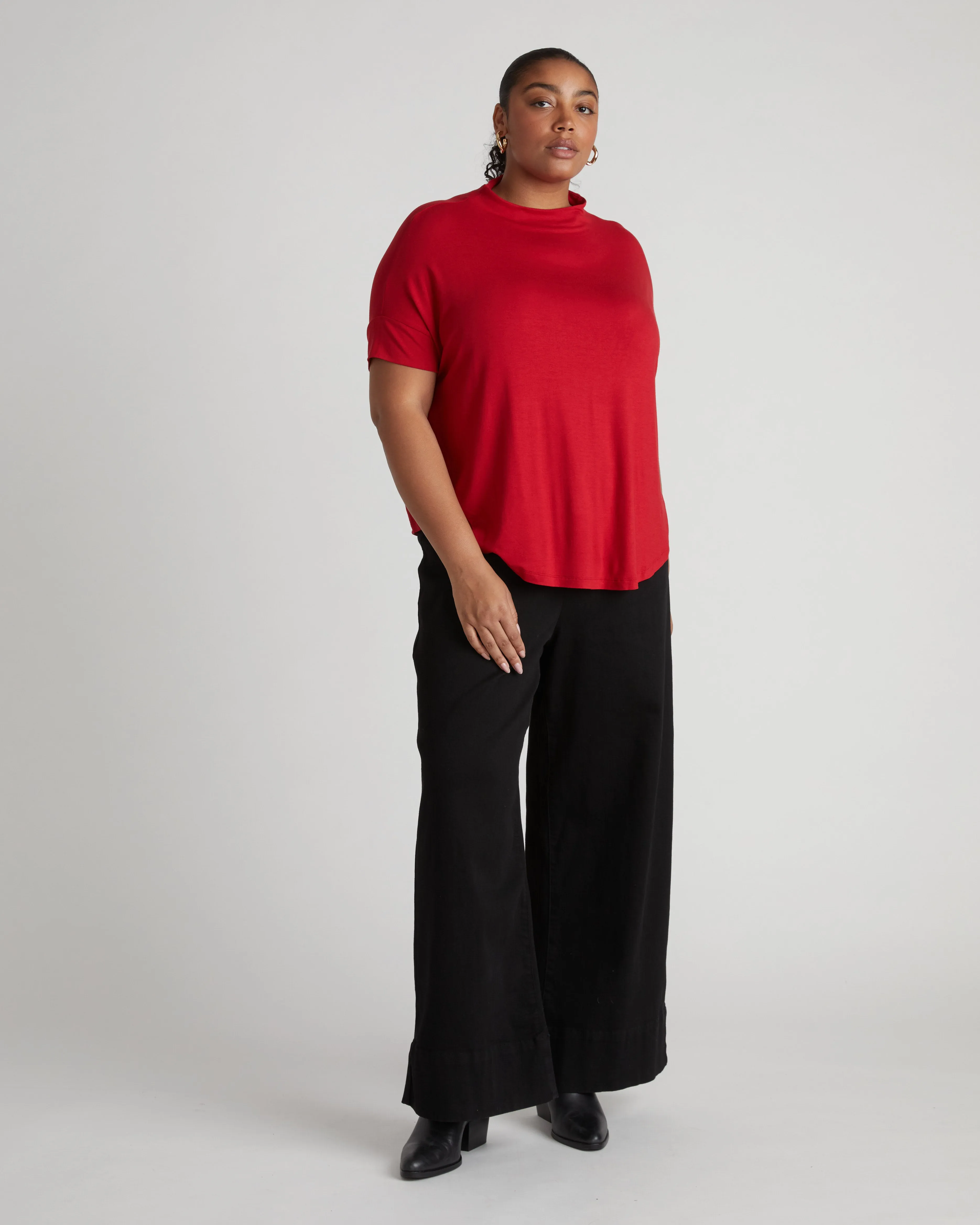 Petra Liquid Jersey Top - New York Red