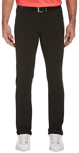 PGA TOUR Men's Flat Front Comfort Stretch 5 Pocket Golf Pant, Black Heather, 36W x 34L