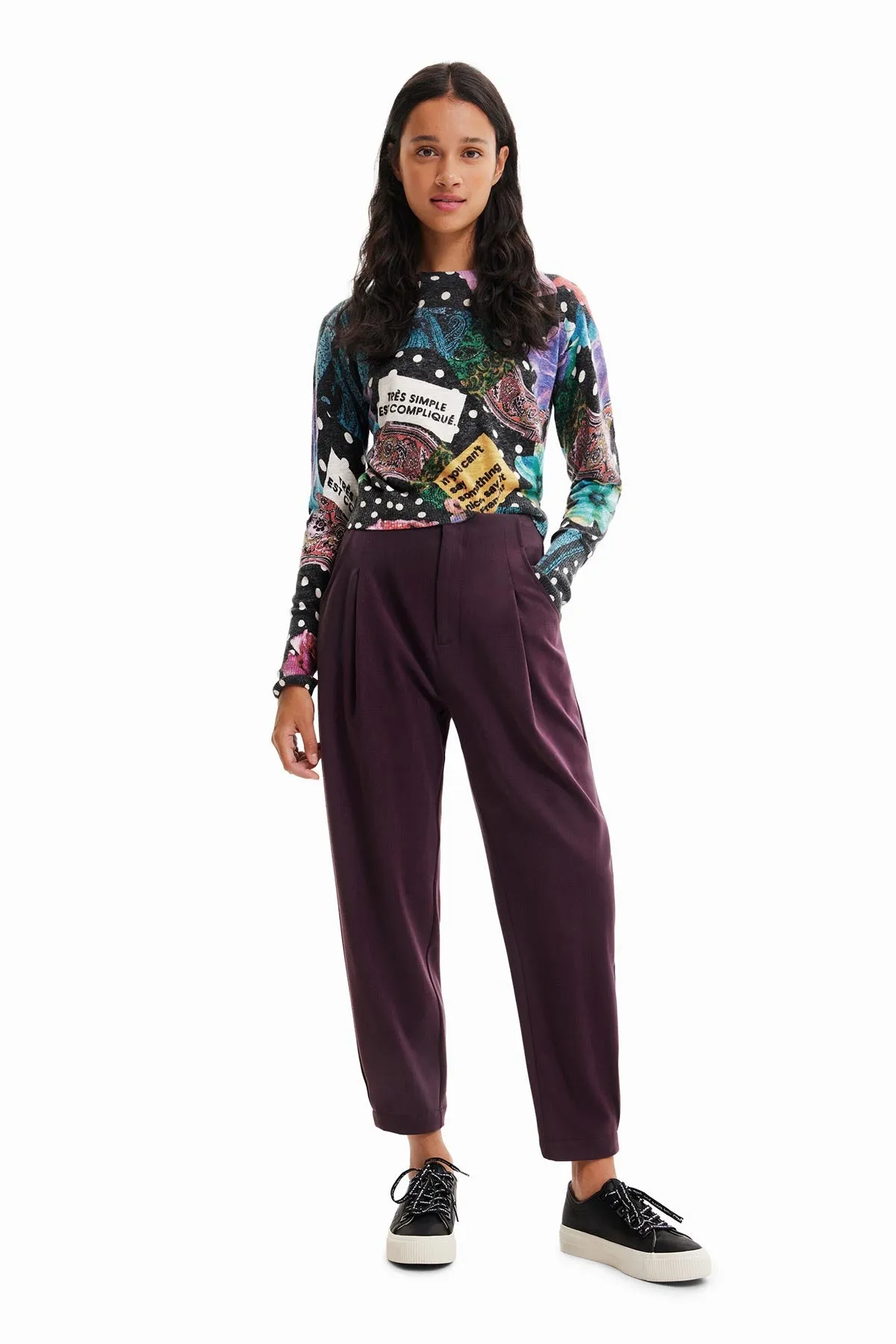 Polka Dot And Paisley Jumper In Black