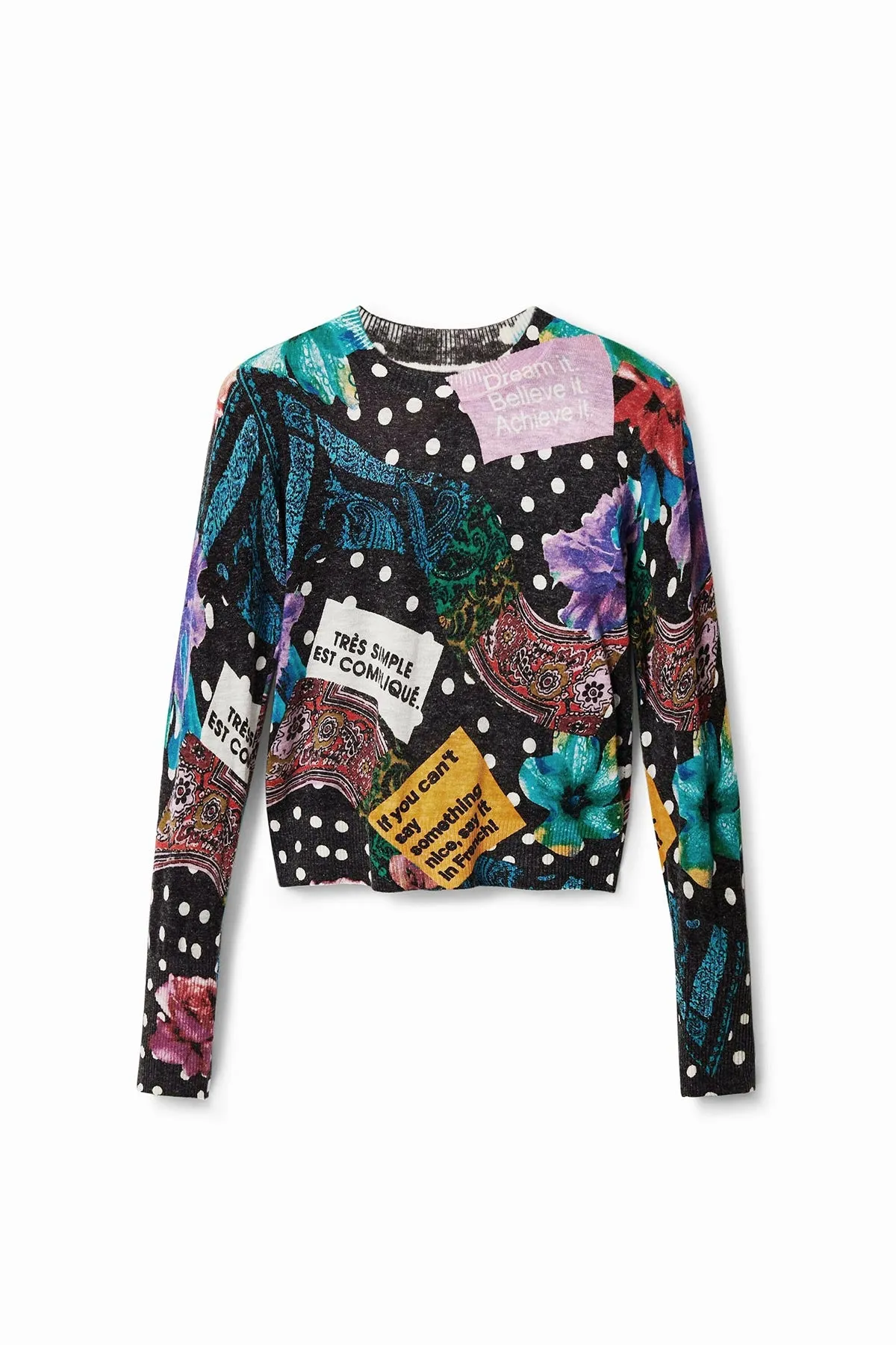 Polka Dot And Paisley Jumper In Black