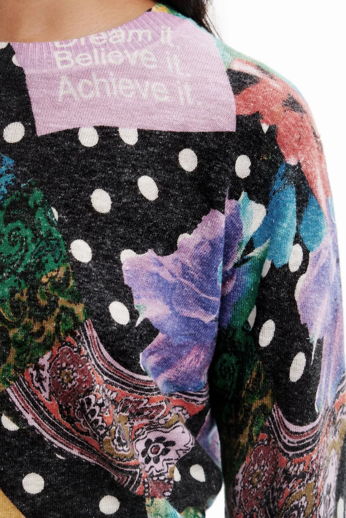 Polka Dot And Paisley Jumper In Black