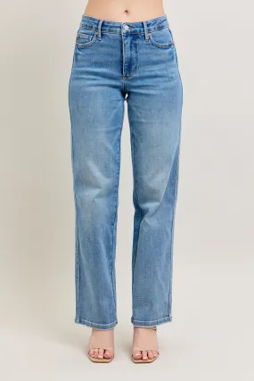 PRE-ORDER Judy Blue Mid Rise Tummy Control Vintage Wash Straight Jeans