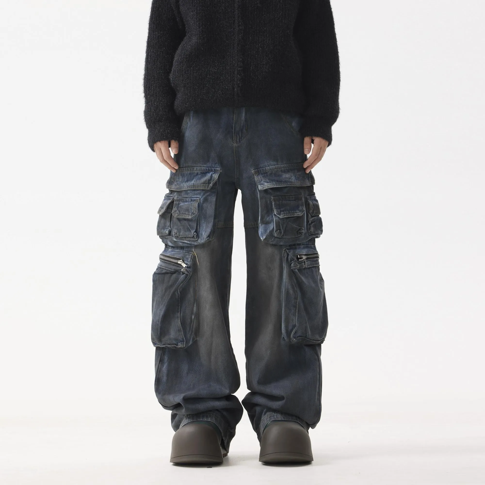 Retro Gradient Multi Pocket Jeans