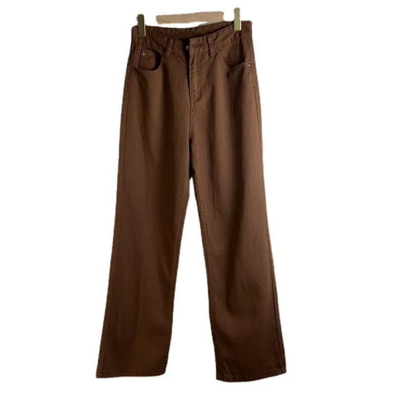 Retro Style Solid Color Straight Jeans - GlamzLife