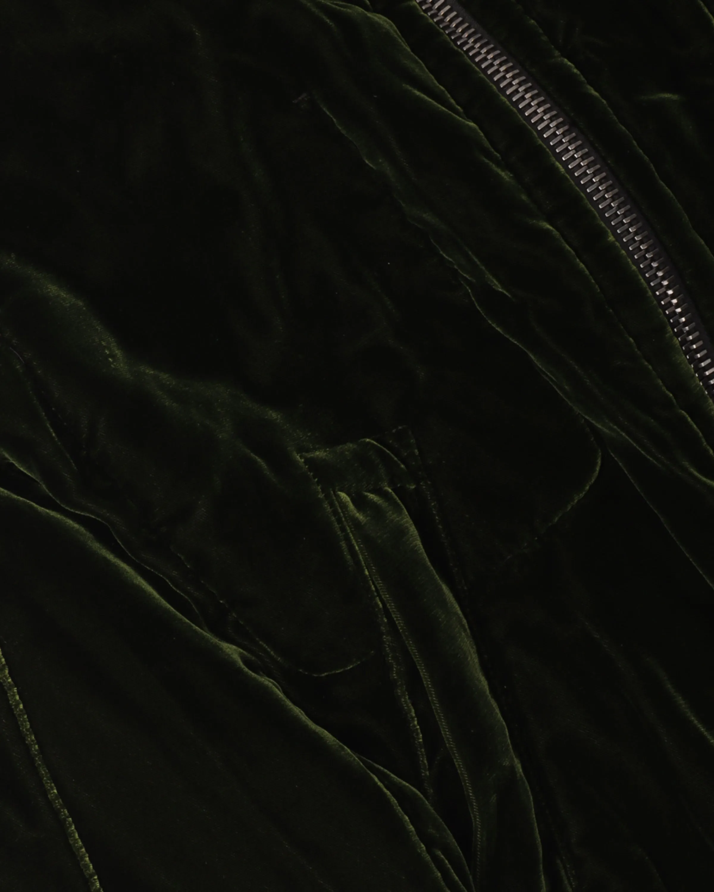 Reversible Green & Black Velour Bomber Jacket