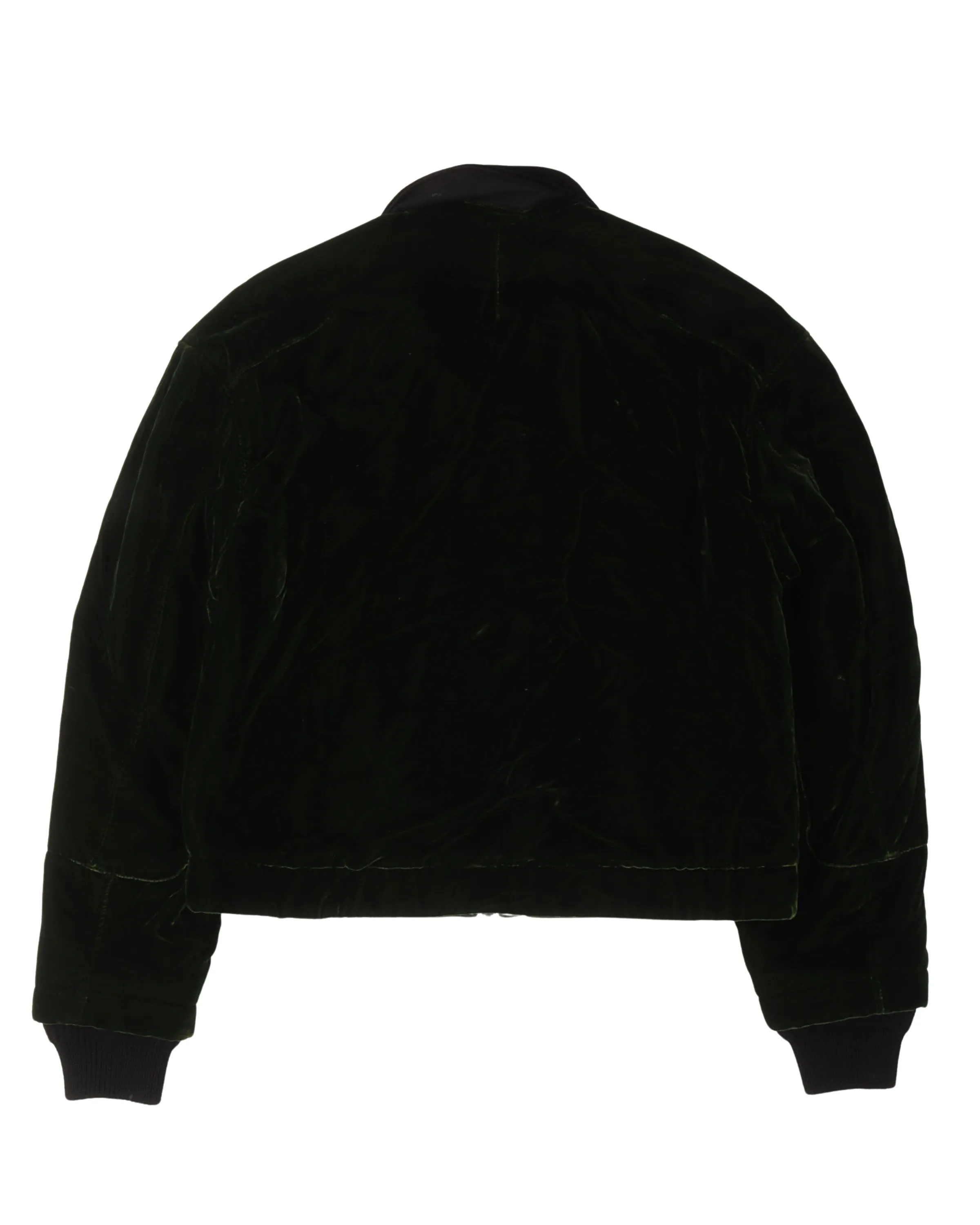 Reversible Green & Black Velour Bomber Jacket