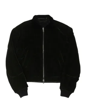 Reversible Green & Black Velour Bomber Jacket