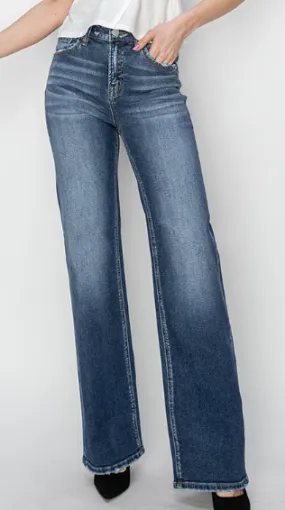 Risen High Rise Straight Leg Denim