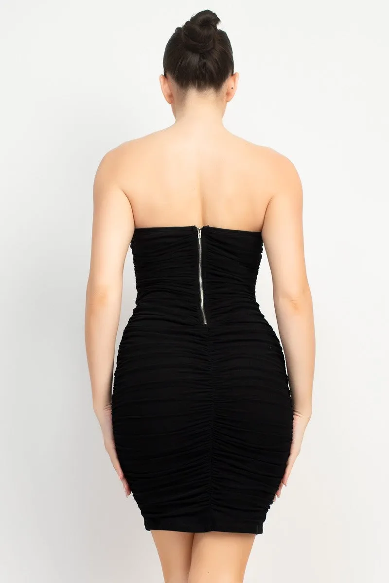 Ruched Boning Strapless Dress