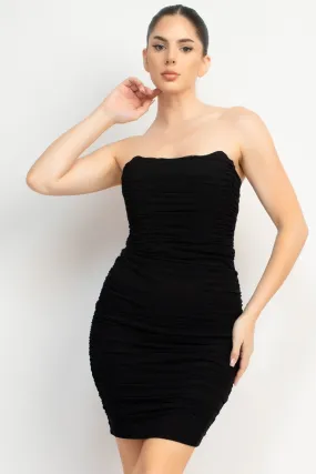 Ruched Boning Strapless Dress